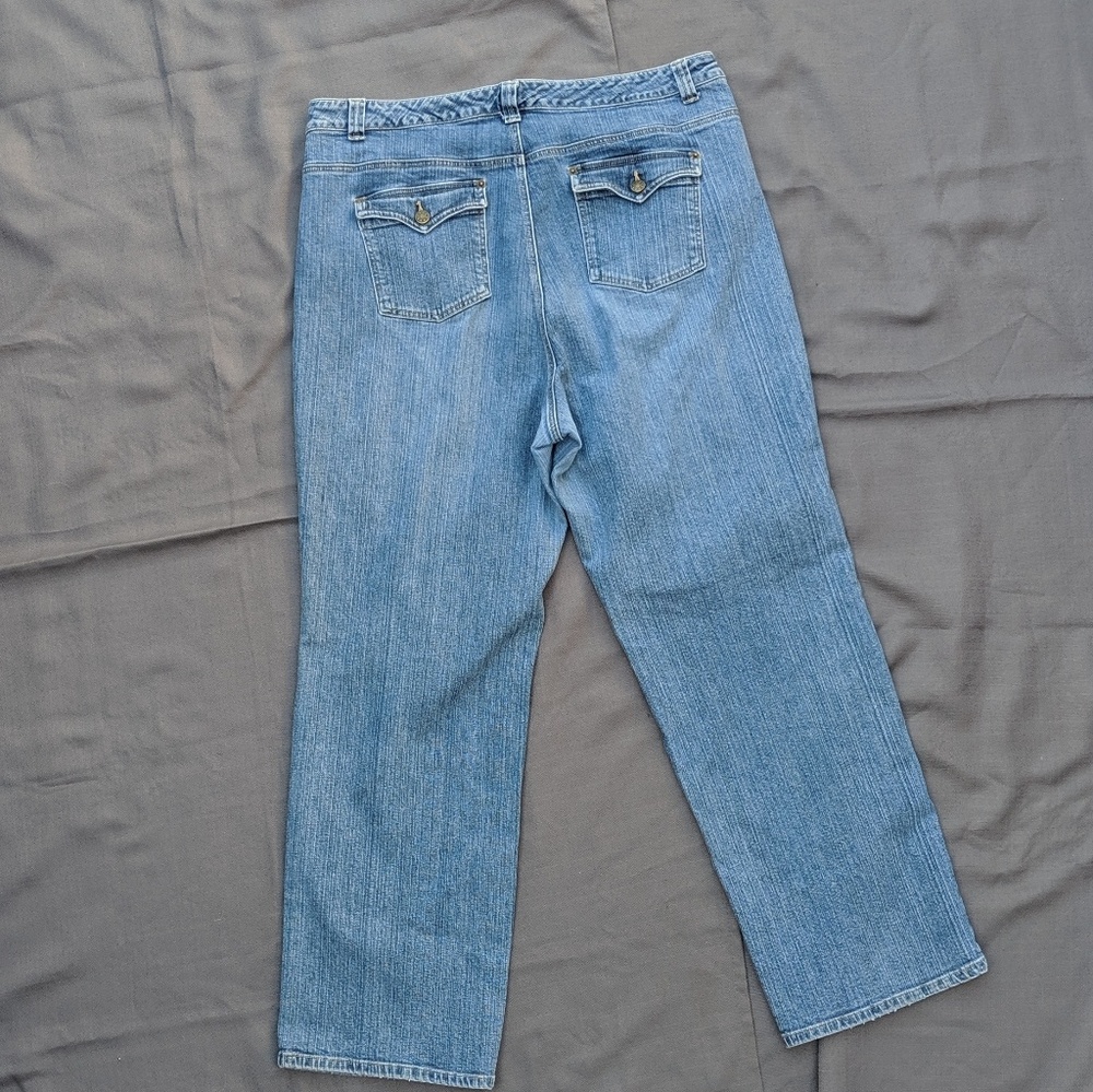 18W Jeans Flap Pockets  Stretch Straight
